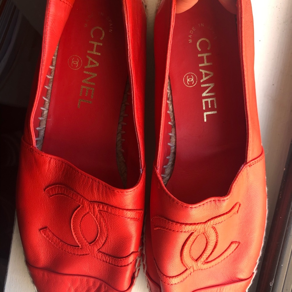 Chanel lambskin CC Espardilles Red size 38